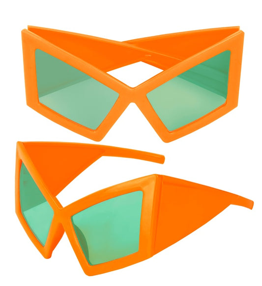 Neon orange große Riesenbrille als Fasnacht-Accessoire