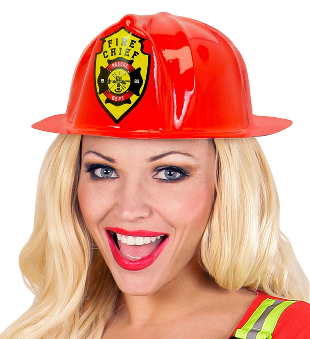 Feuerwehrhelm aus rotem PVC für Fasnacht und Karneval