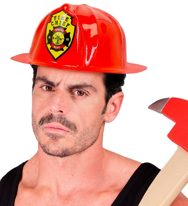 Feuerwehrhelm aus rotem PVC für Fasnacht und Karneval