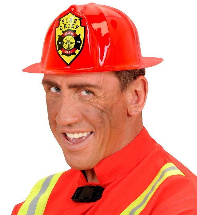 Feuerwehrhelm aus rotem PVC für Fasnacht und Karneval