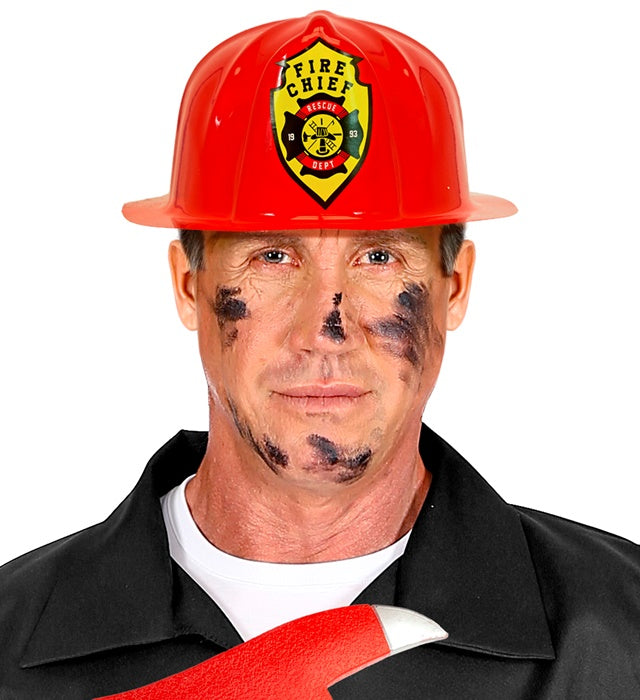 Feuerwehrhelm aus rotem PVC für Fasnacht und Karneval