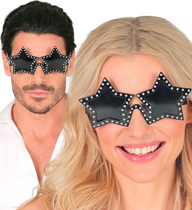 Brille mit funkelnden Strass-Sternen als Fasnacht-Accessoire