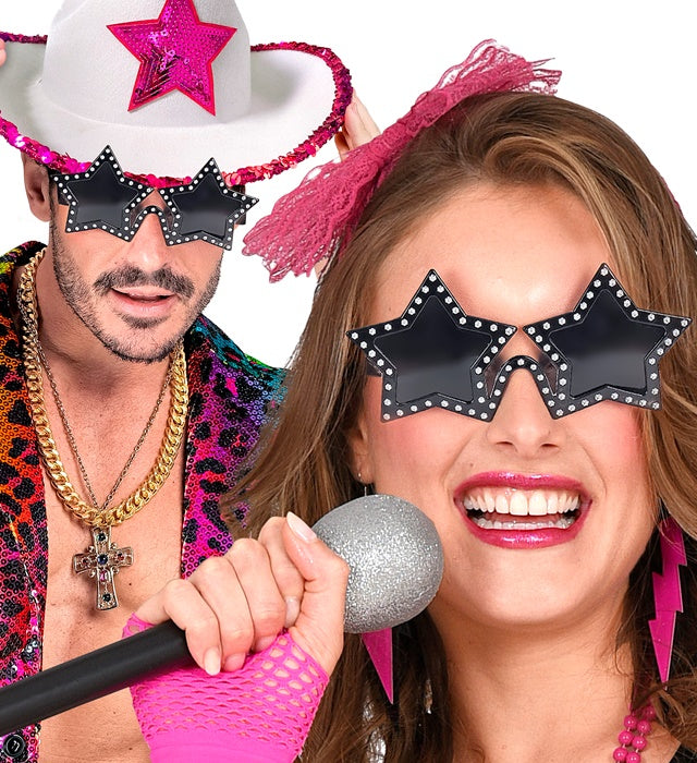 Brille mit funkelnden Strass-Sternen als Fasnacht-Accessoire