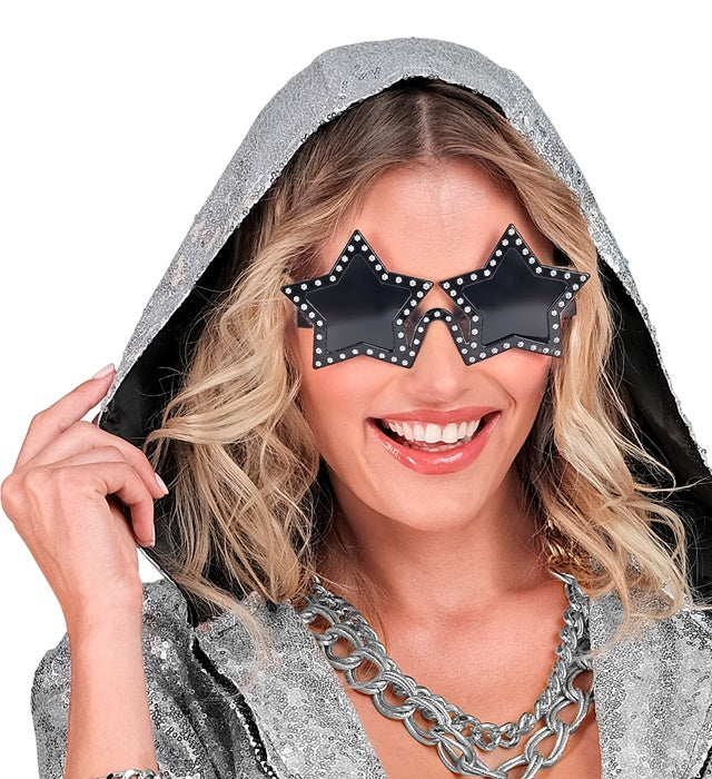 Brille mit funkelnden Strass-Sternen als Fasnacht-Accessoire