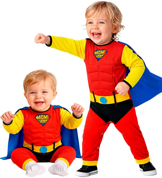 SUPER BABY Kinderkostüm mit Umhang für Fasnacht und Karneval