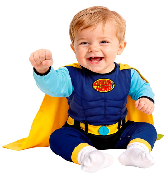 Super Baby Kostüm mit Umhang für Kinder, Overall Fasnacht Karneval