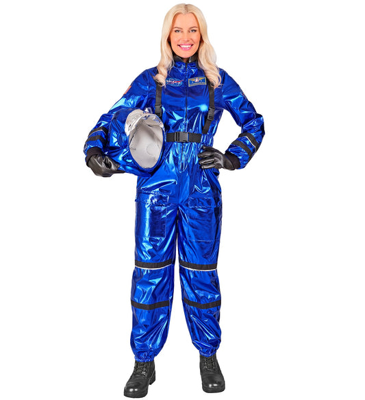 Blauer Astronaut Commander Kostüm mit Helm für Frauen