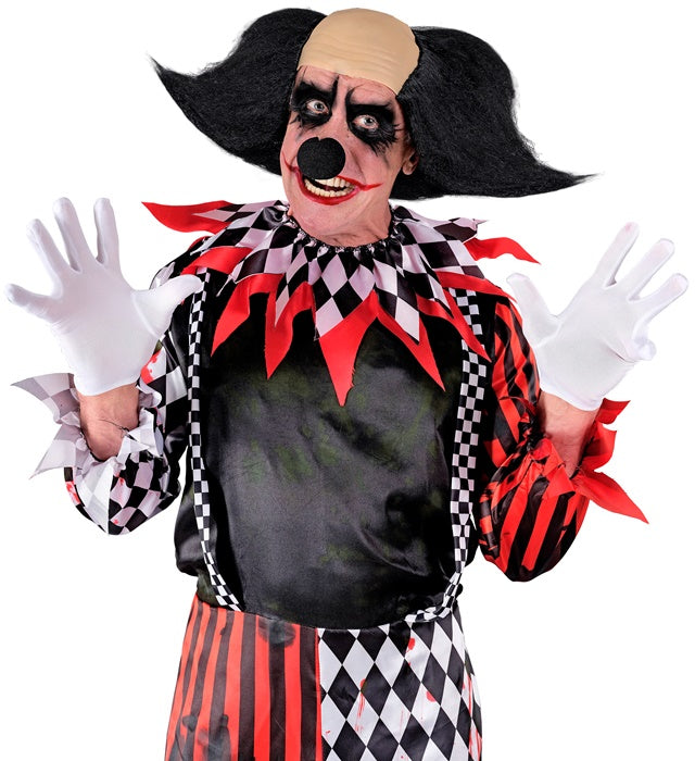 Killerclown Glatze mit schwarzen Haaren als Fasnacht Kostümzubehör