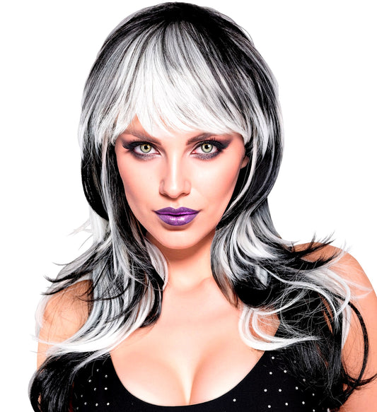 Schwarz Weisse Vampirin Perücke