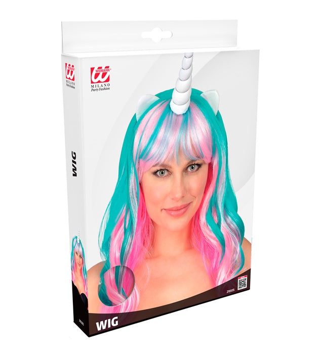 Bunte Einhorn Perücke für Kinder in Box verpackt