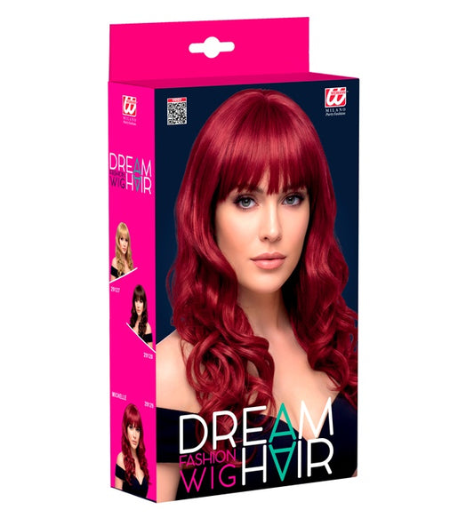 Rote Perücke Michelle in hochwertiger Dream Hair Qualität auf weißem Hintergrund
