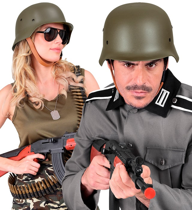 Militärhelm grün aus Hartplastik für Erwachsene