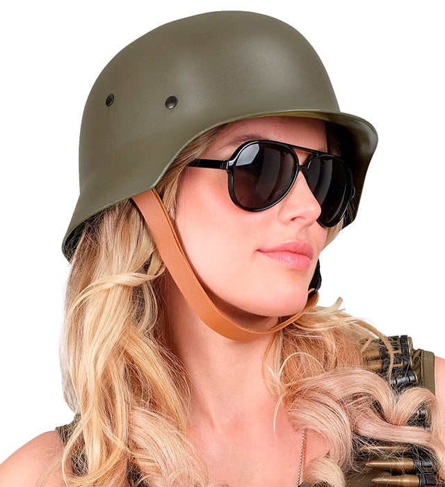 Militärhelm grün aus Hartplastik für Erwachsene