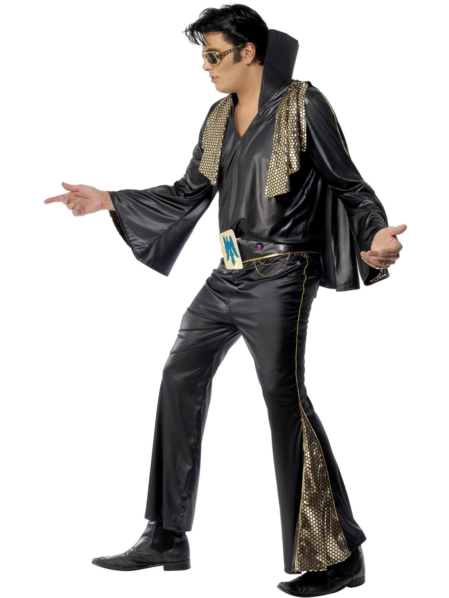 Smiffys ELVISPRES Elvis Costume, Black & Gold CS für Herren