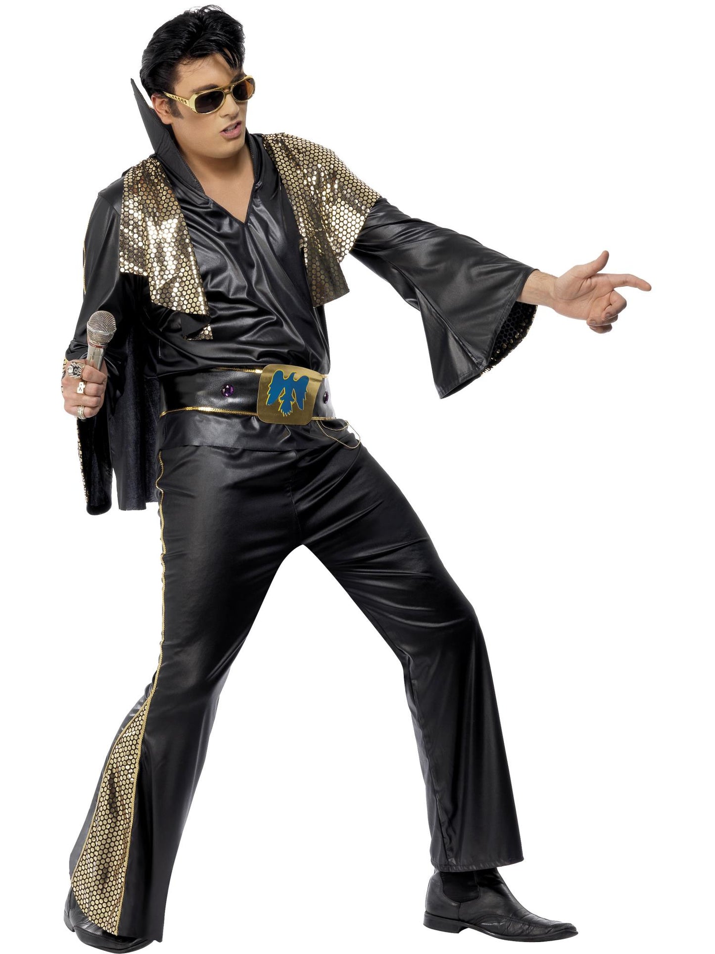 Smiffys ELVISPRES Elvis Costume, Black & Gold CS für Herren