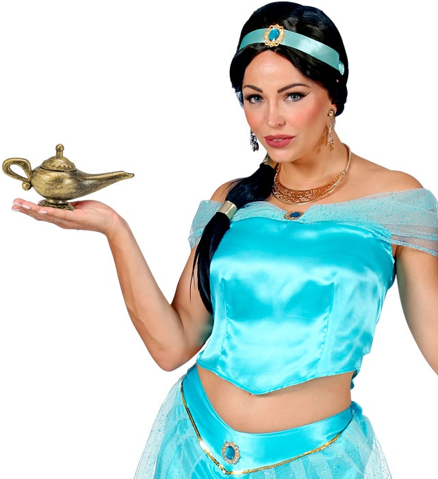 Genie Lampe 23 cm als Fasnacht Deko auf weissem Hintergrund