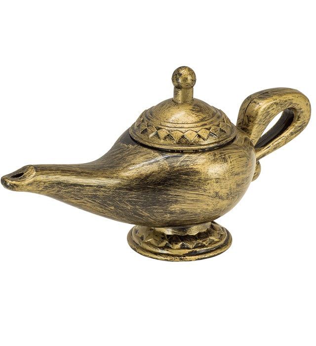 Genie Lampe 23 cm als Fasnacht Deko auf weissem Hintergrund