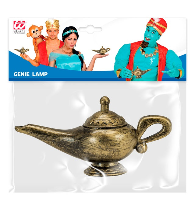 Genie Lampe 23 cm als Fasnacht Deko auf weissem Hintergrund