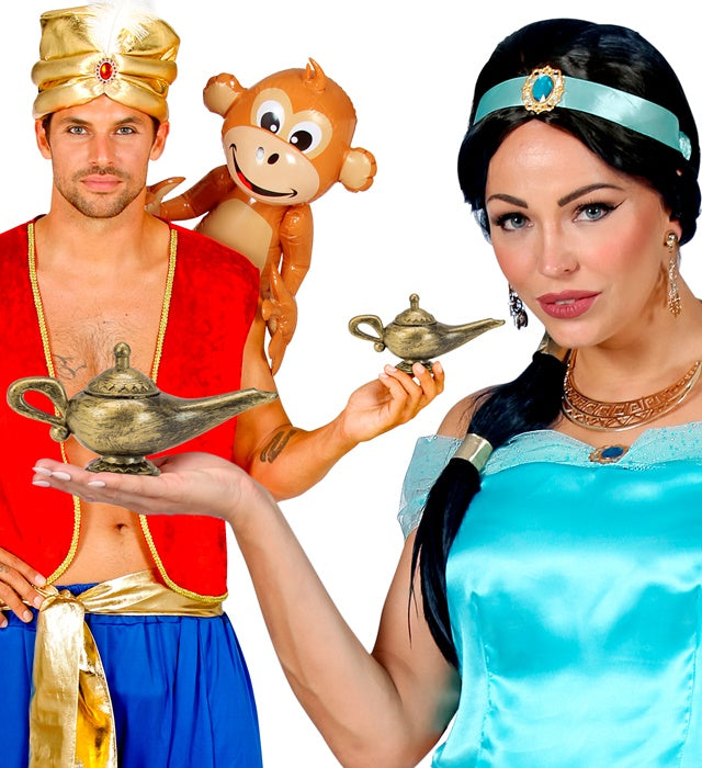 Genie Lampe 23 cm als Fasnacht Deko auf weissem Hintergrund