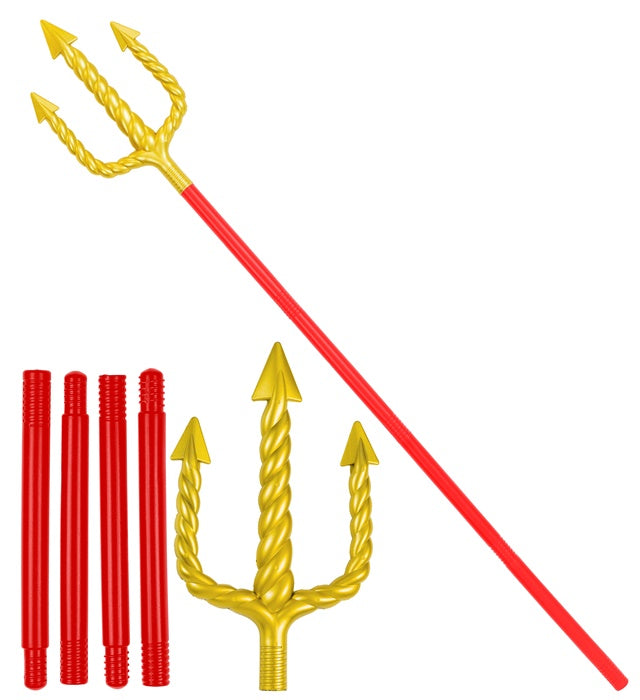ZERLEGBARE GOLDENE SPIRALGABEL mit roten Stab - 137 cm