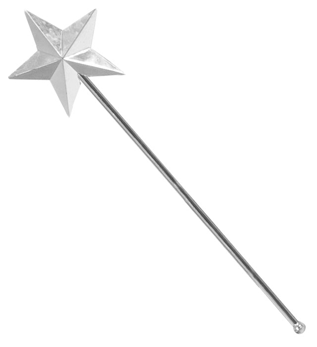 Silberner 3D Feenstab 44 cm für Fasnacht und Karneval