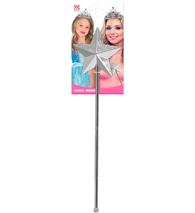 Silberner 3D Feenstab 44 cm für Fasnacht und Karneval