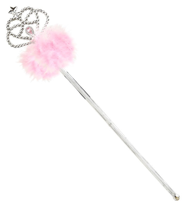 Zauberstab mit rosa Marabu-Federn für Fasnacht und Karneval