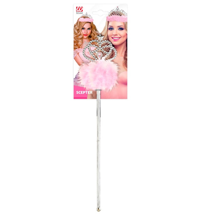 Zauberstab mit rosa Marabu-Federn für Fasnacht und Karneval