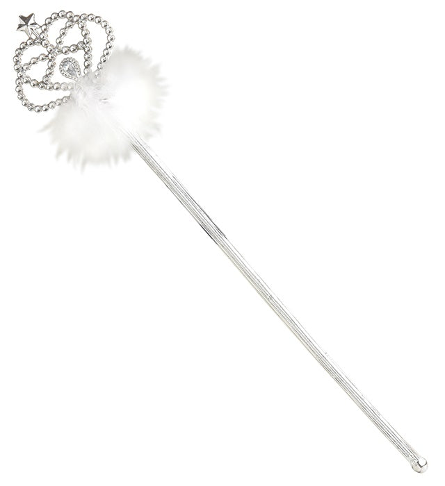 Zauberstab mit weißem Marabou-Federschmuck als Fasnachts-Accessoire