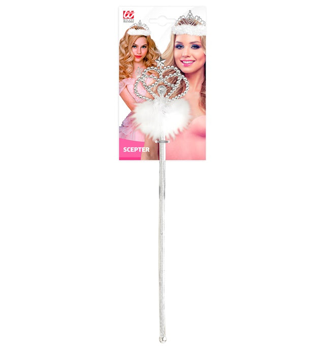 Zauberstab mit weißem Marabou-Federschmuck als Fasnachts-Accessoire