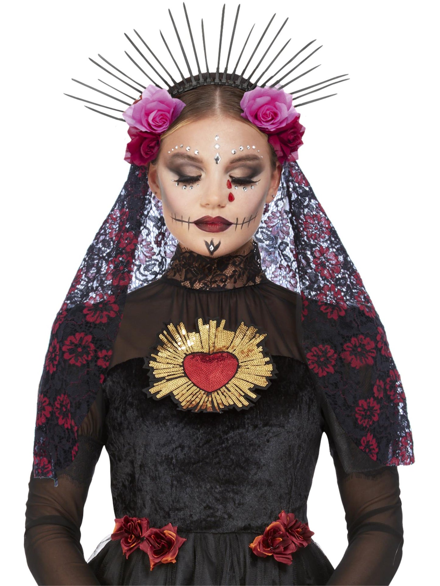 Smiffys DOTD LADY Deluxe Sunburst Day of the Dead Headband HA für Damen