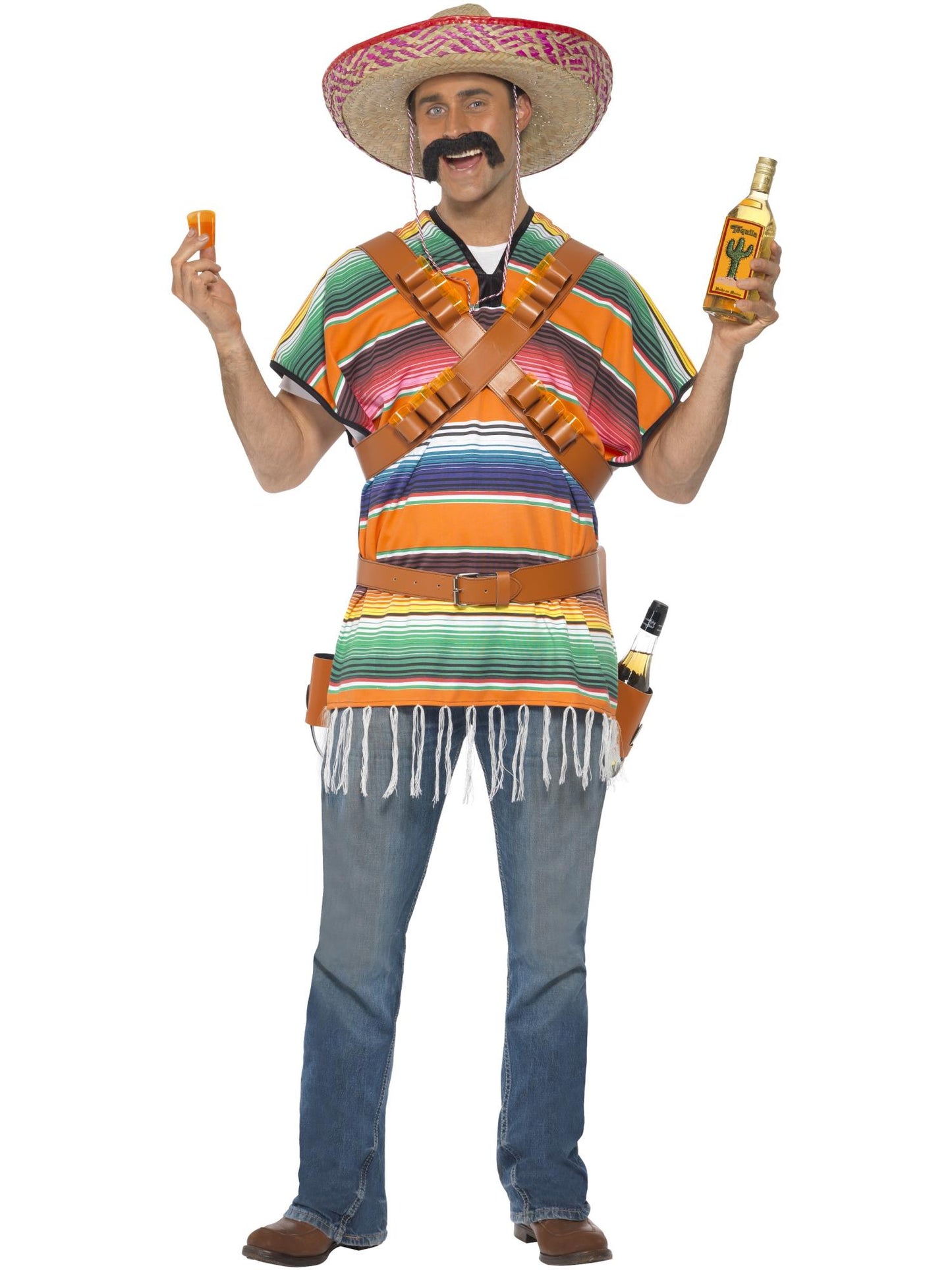 Smiffys WESTERN Tequila Shooter Guy Costume, Orange & Green CS für Unisex