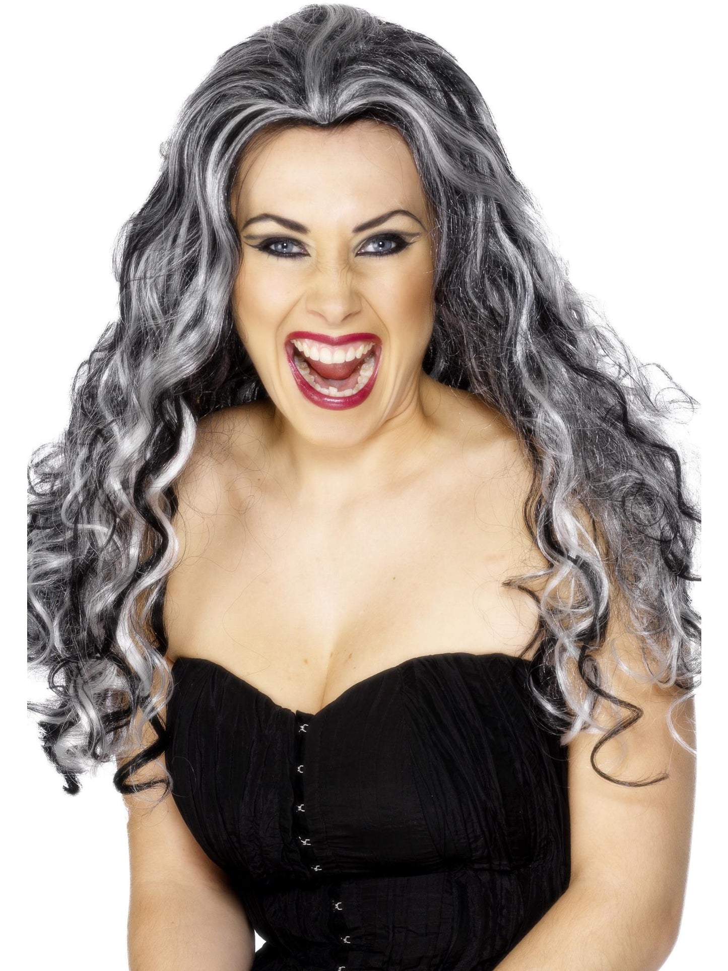 Smiffys HALLACESSO Renaissance Vamp Wig, Black & White für Damen
