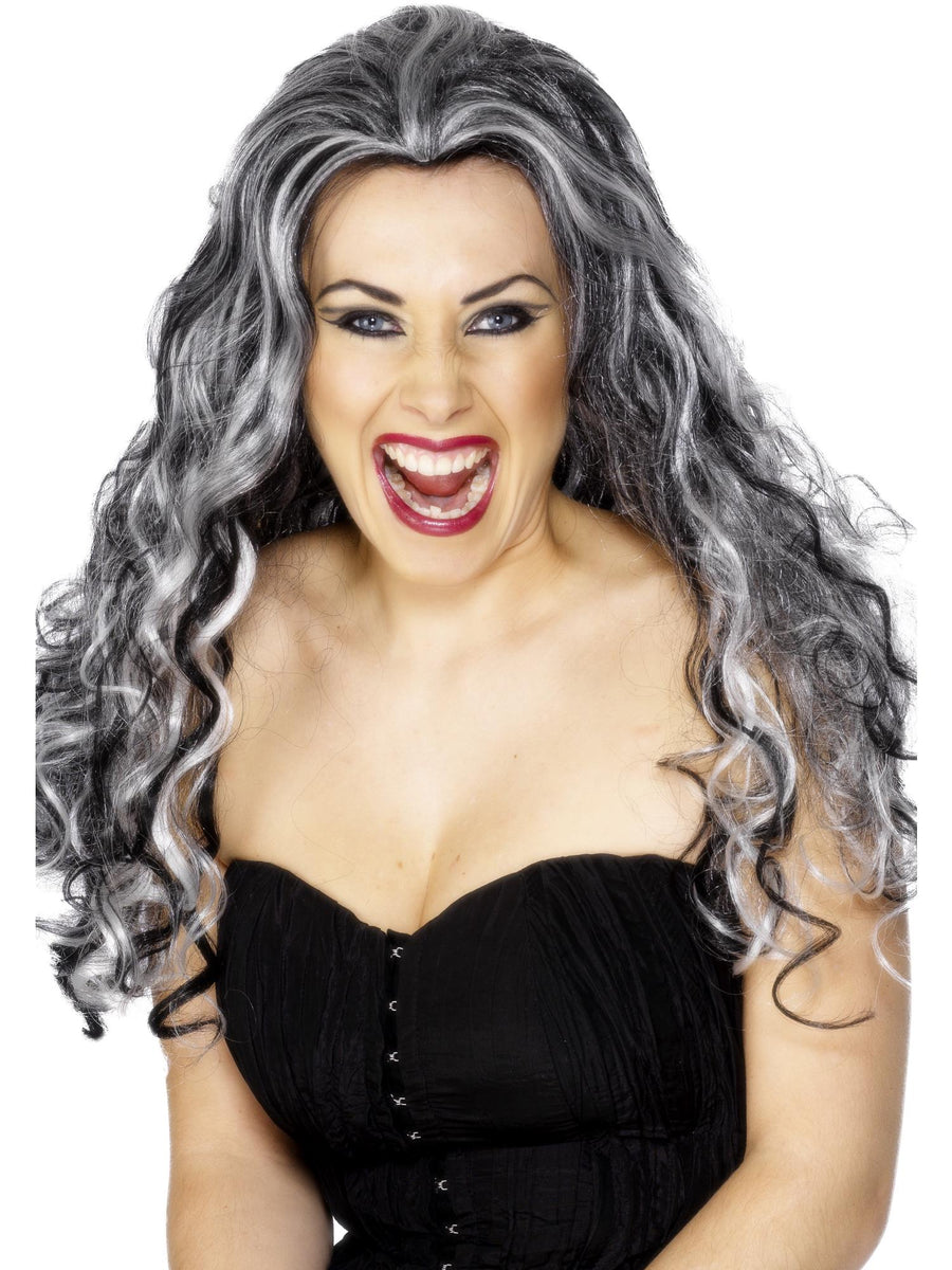 Smiffys HALLACESSO Renaissance Vamp Wig, Black & White für Damen