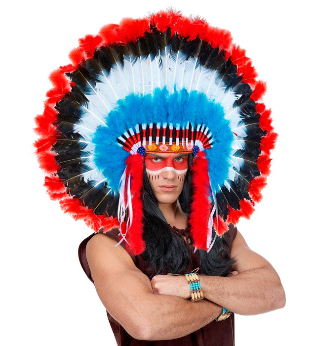 Deluxe Indianerhaarschmuck mit weichen Marabou-Federn für Fasnacht und Karneval