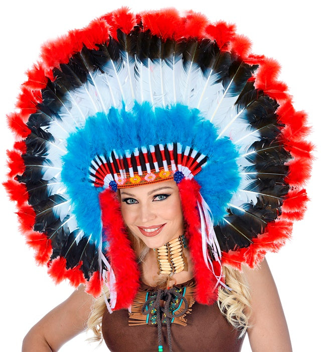 Deluxe Indianerhaarschmuck mit weichen Marabou-Federn für Fasnacht und Karneval