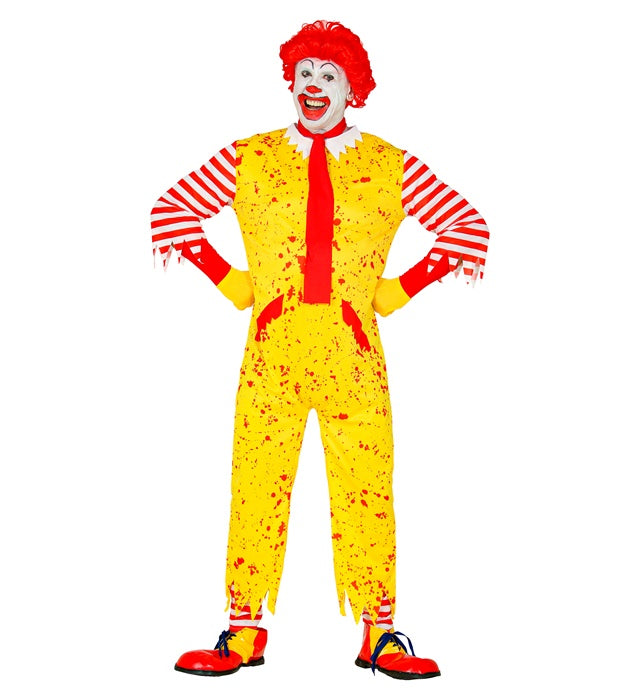 McKILLER Clown Kostüm mit buntem Overall, Strümpfen ohne Füße und Schal