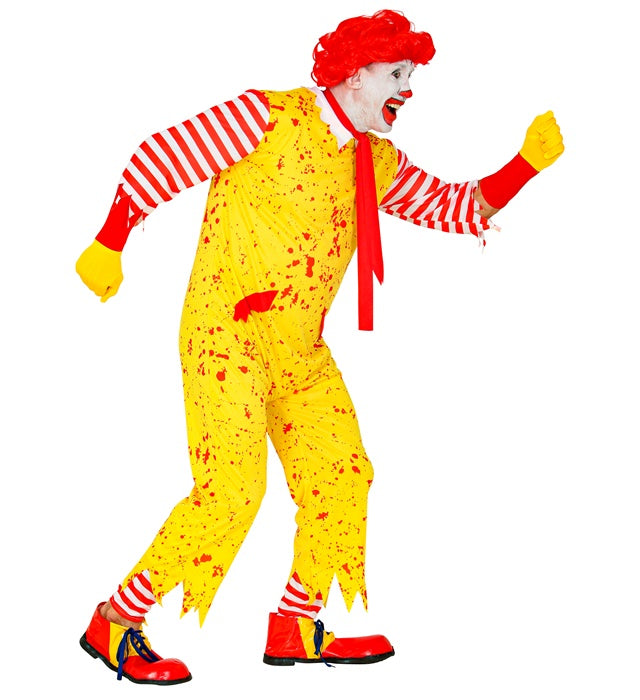 McKILLER Clown Kostüm mit buntem Overall, Strümpfen ohne Füße und Schal