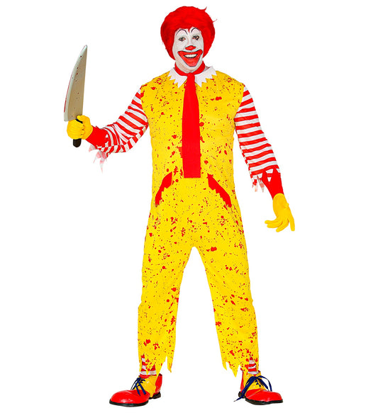 Mc Fastfood Killer Clown mit Overall, Strümpfe ohne Füße, Schal