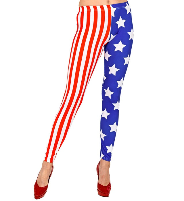 U.S.A. Leggings mit Sternen und Streifen für Fasnacht und Karneval