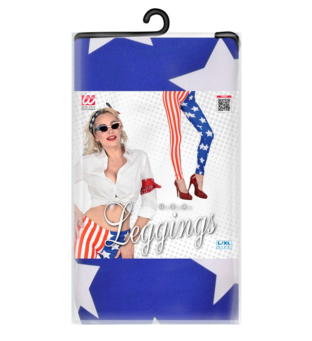 U.S.A. Leggings mit Sternen und Streifen für Fasnacht und Karneval