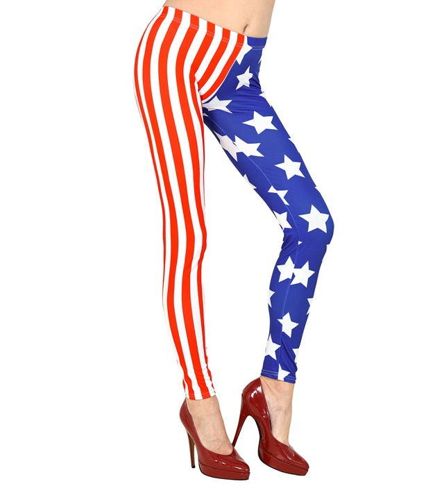 U.S.A. Leggings mit Sternen und Streifen für Fasnacht und Karneval