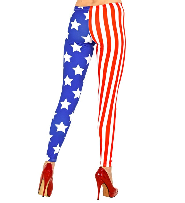 U.S.A. Leggings mit Sternen und Streifen für Fasnacht und Karneval