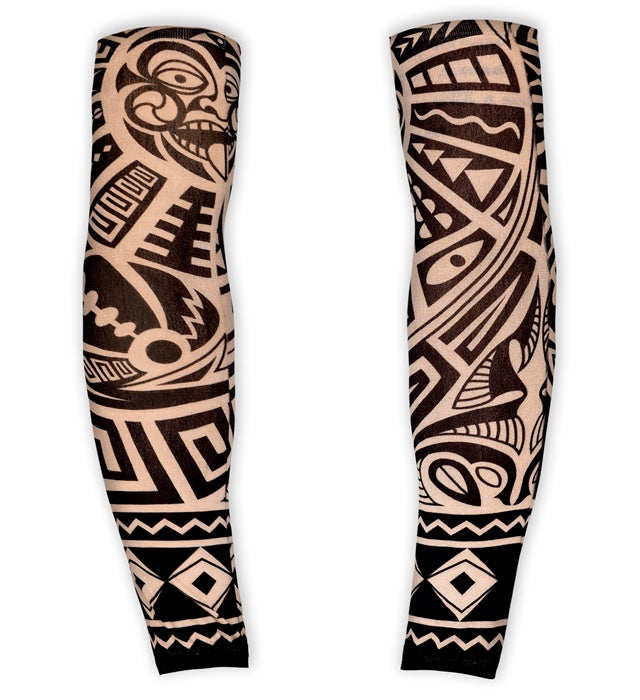 Realistische Tattooärmel mit Tribal-Muster als Kostümzubehör