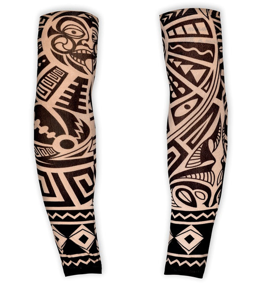 Realistische Tattooärmel mit Tribal-Muster als Kostümzubehör