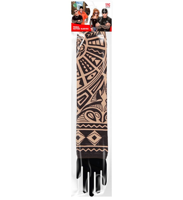 Realistische Tattooärmel mit Tribal-Muster als Kostümzubehör