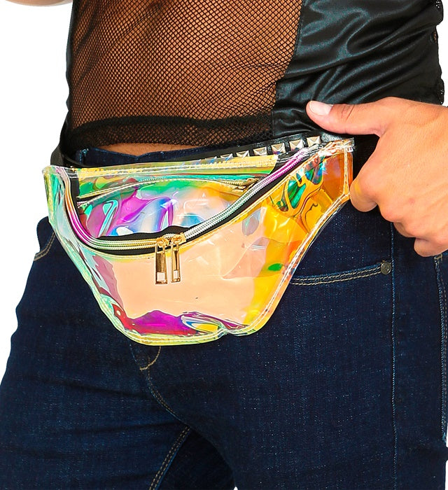 Holografische Gürteltasche im 80er Jahre Stil mit verstellbarem Gürtel