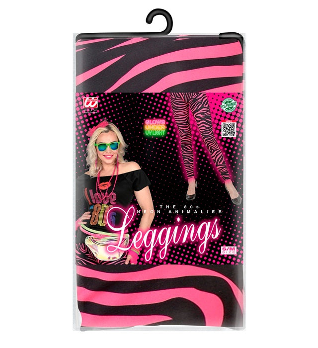 80er Jahre Leggings Neon Pink mit Tigerprint für Fasnacht