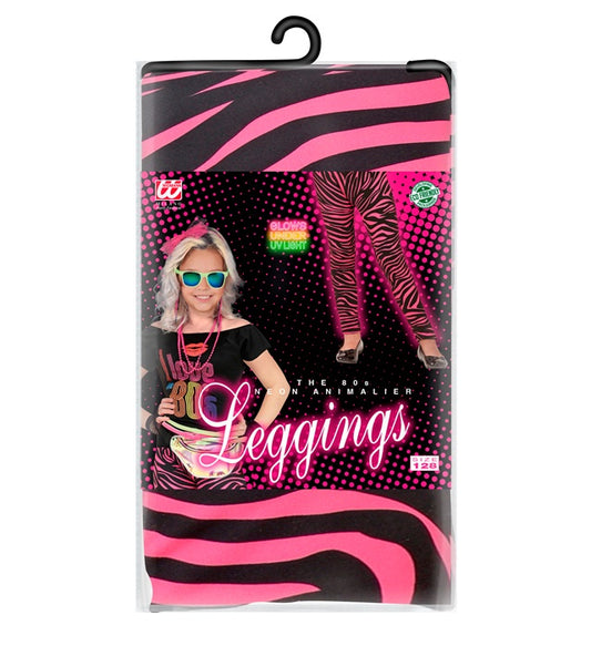 Neon Pink Leggings mit Tigerprint im 80er Jahre Stil für Fasnacht