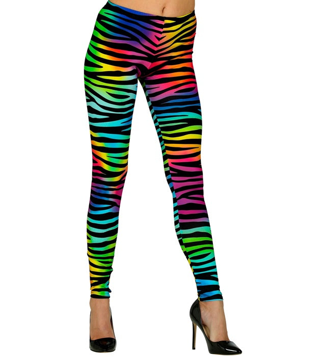 Bunte 80er Jahre Leggings mit Neon Tigerprint in leuchtenden Farben